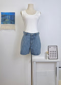 High Waist Straight Denim Shorts