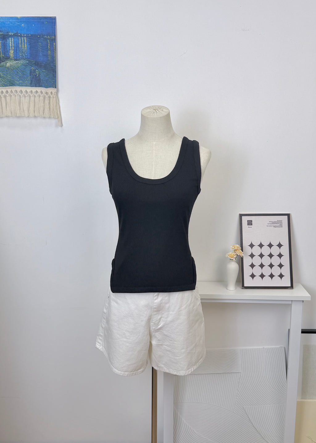 Curved Hem Ribbed Tank Top