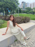 棉麻蝴蝶結兩件套