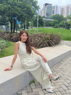 棉麻蝴蝶結兩件套