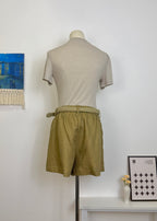 Wide Leg Linen Shorts With Woven Belt