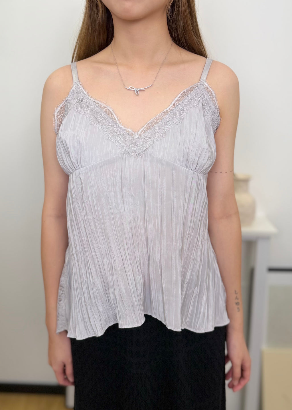 Lace Crinkle Camisole Top