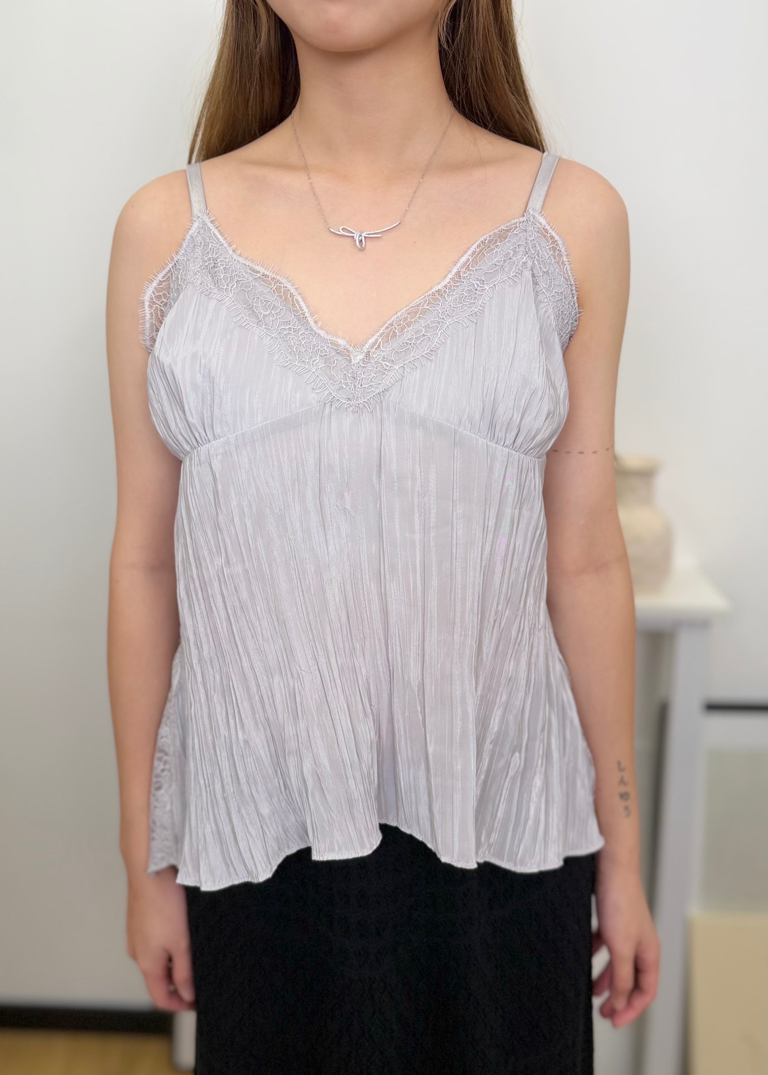 Lace Crinkle Camisole Top