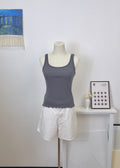 Ruffle Hem Ribbed Tank Top