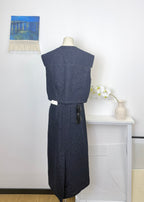 Oversized Crop Denim Top & Slit Midi Skirt Set