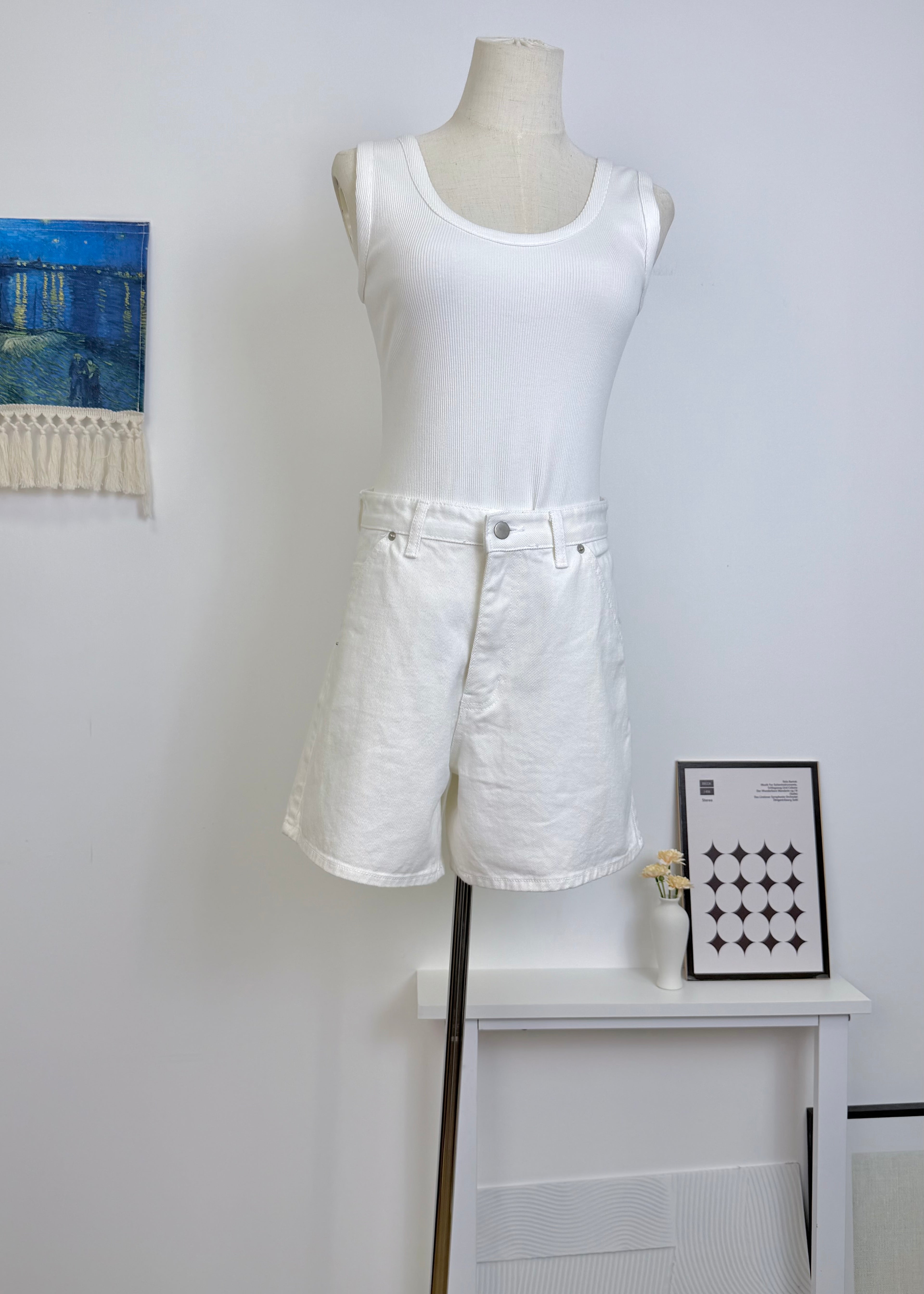 High Waist Straight Denim Shorts