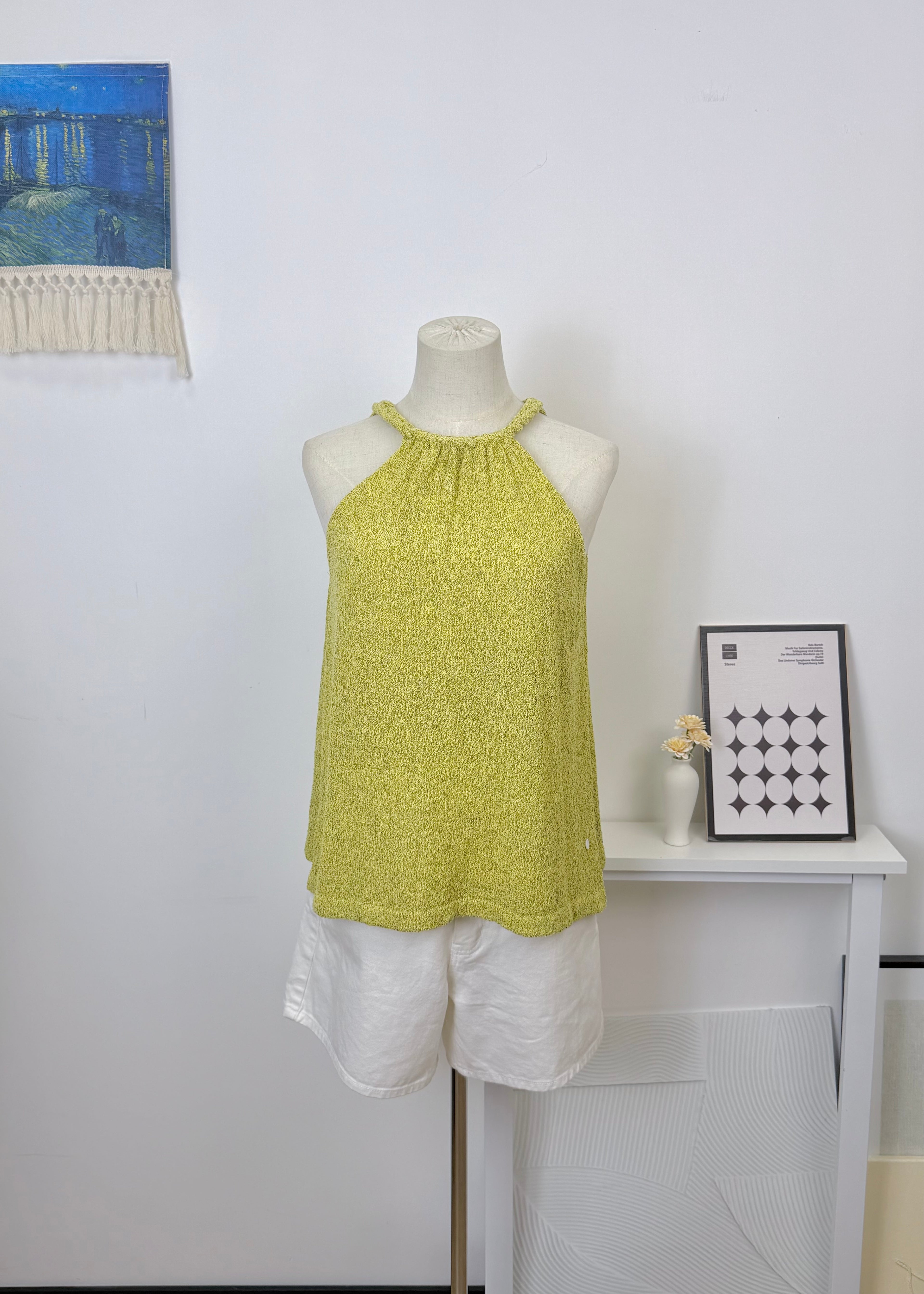 Braided Halter Tie Knit Tank Top