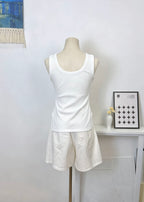 Curved Hem Ribbed Tank Top