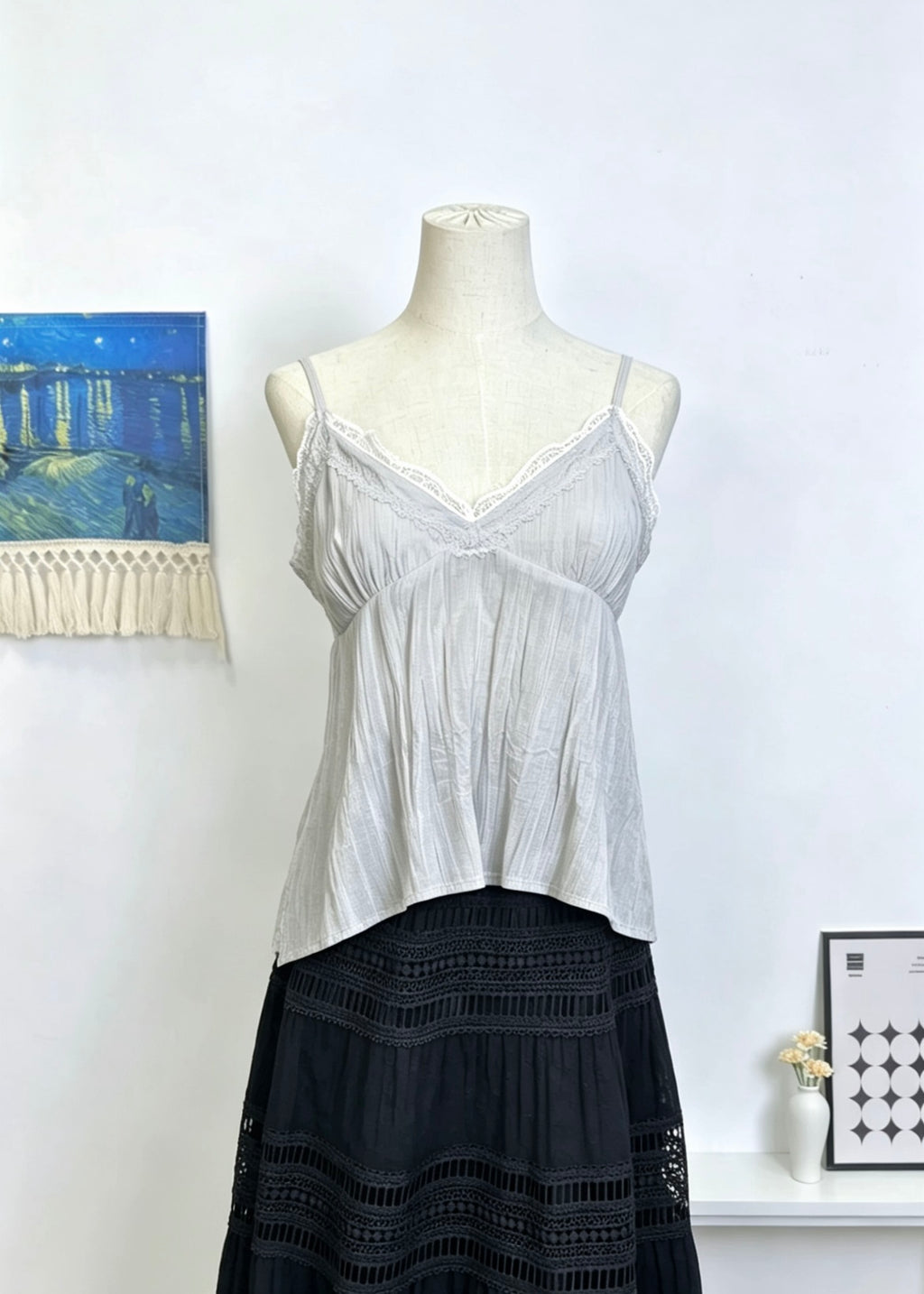 Lace Crinkle Camisole Top