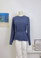 Round Neck Back Button Chiffon Top