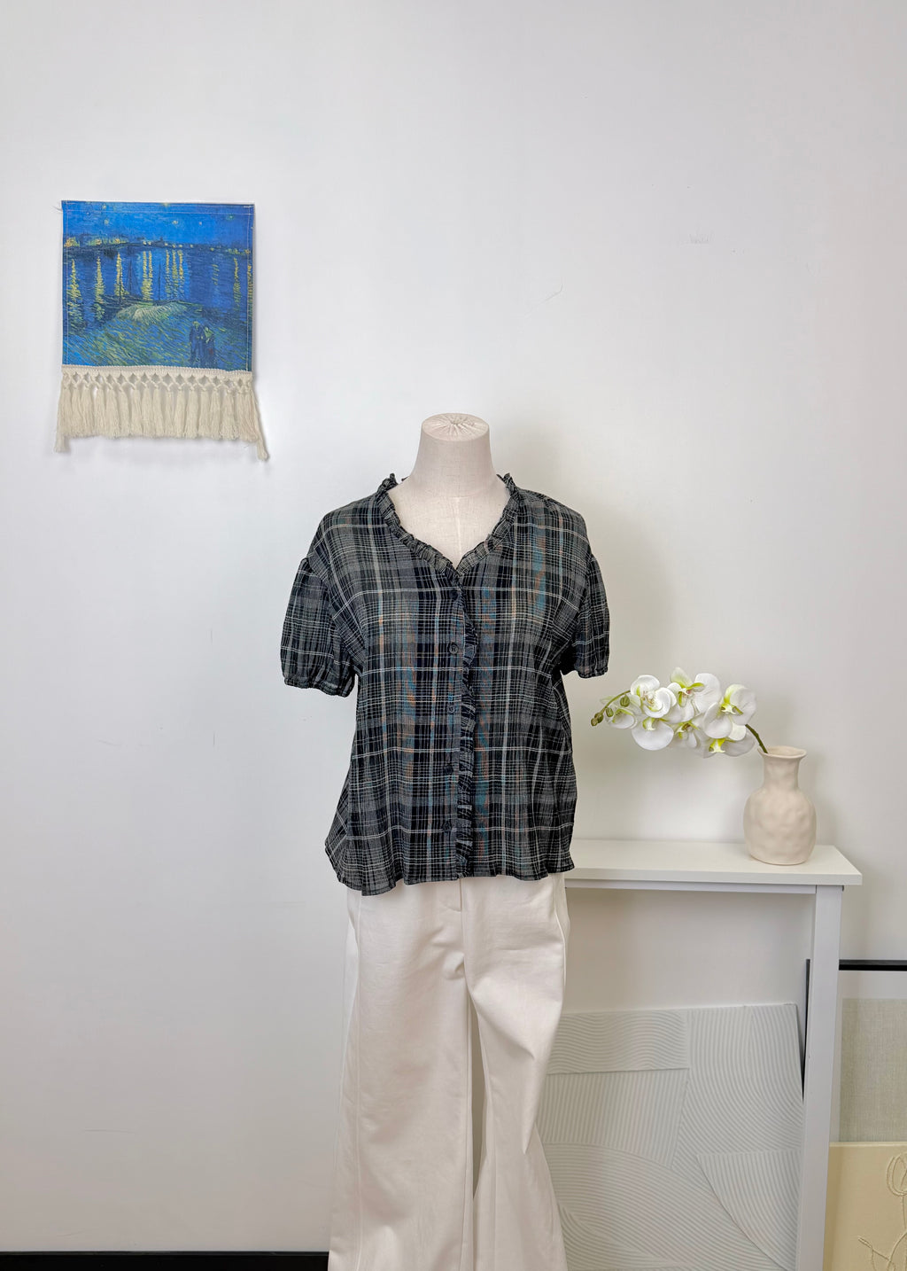 Ruffle Plaid Blouse