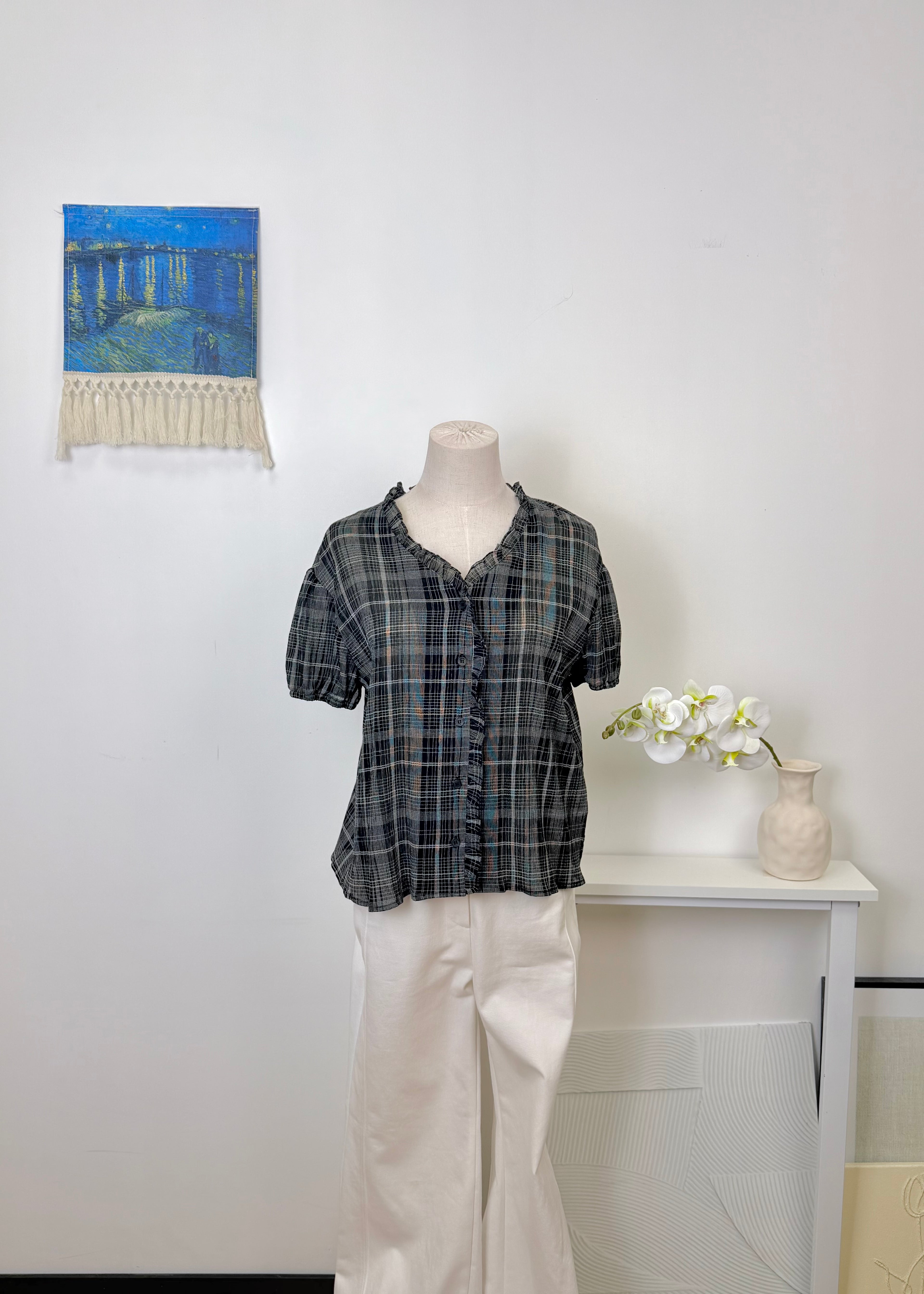 Ruffle Plaid Blouse