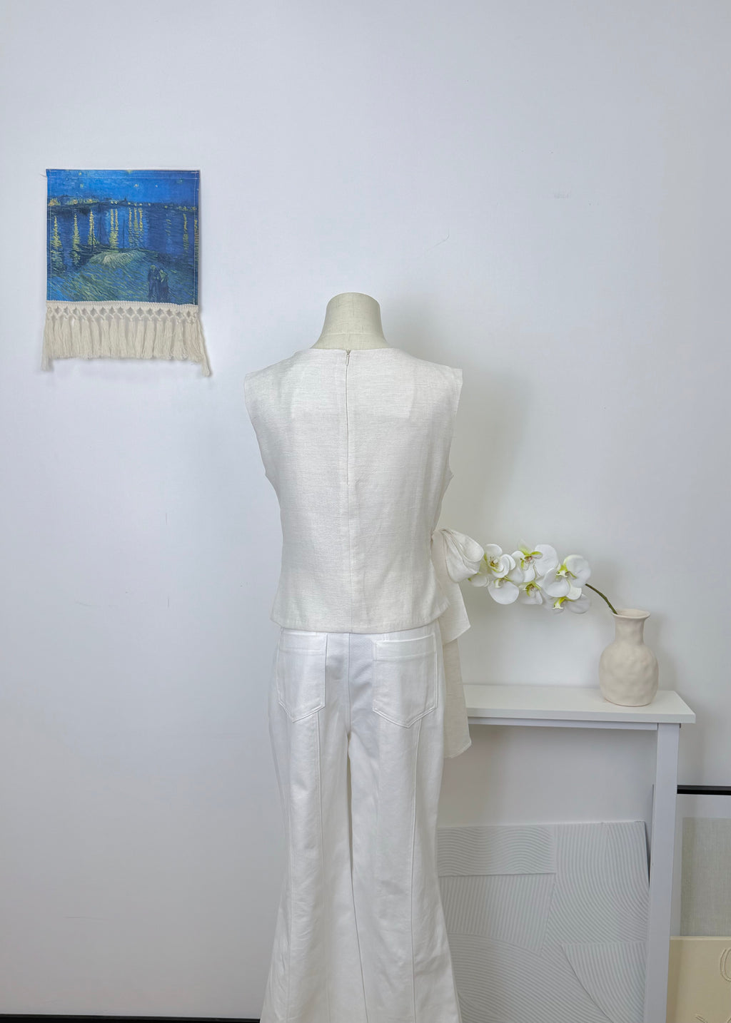 Side Knot Linen Sleeveless Vest