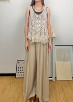 Textured Drape Wide Leg Long Pants