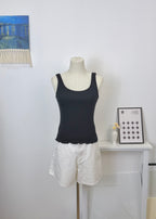 Ruffle Hem Ribbed Tank Top