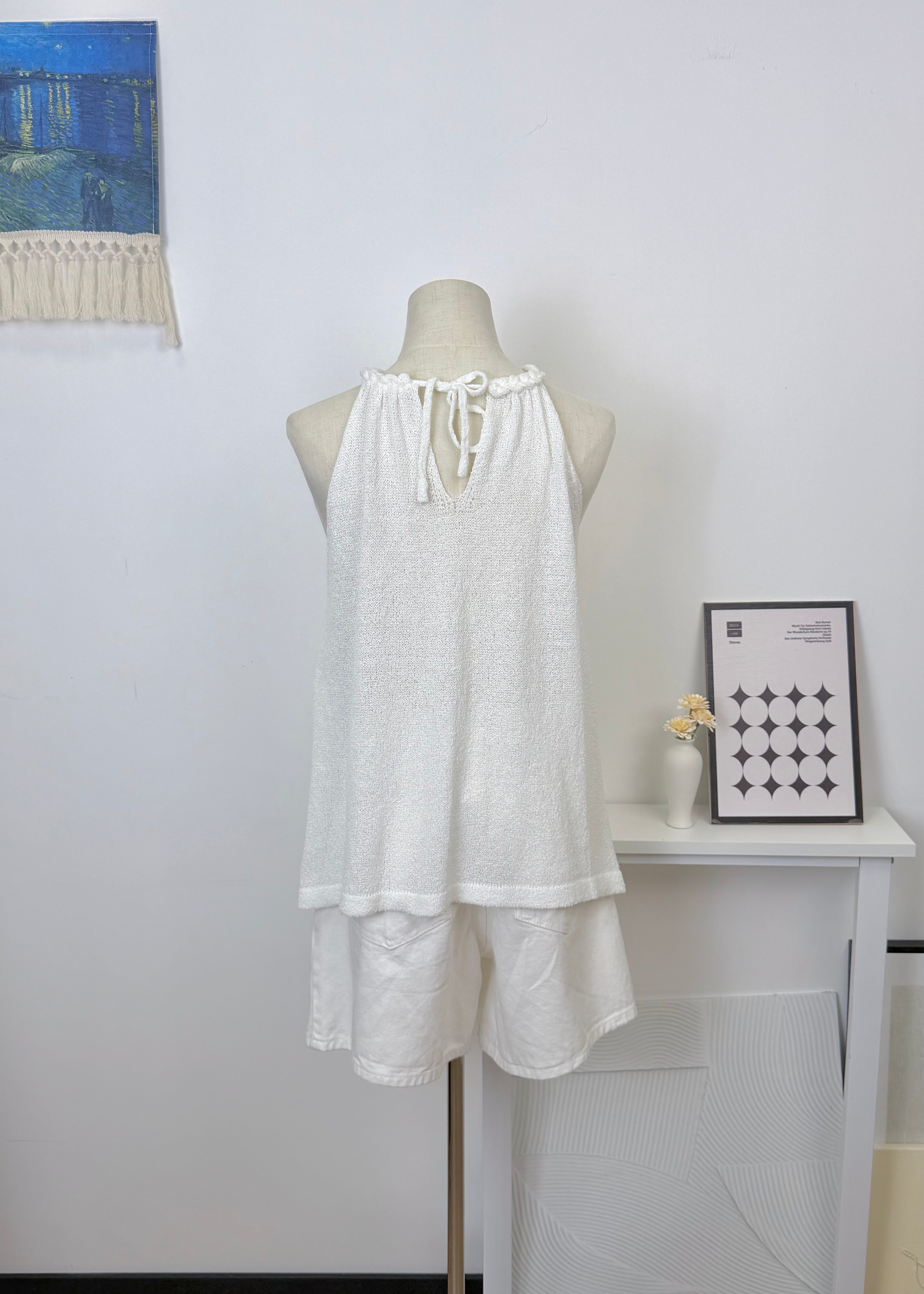 Braided Halter Tie Knit Tank Top