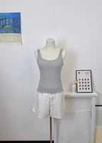 Ruffle Hem Ribbed Tank Top