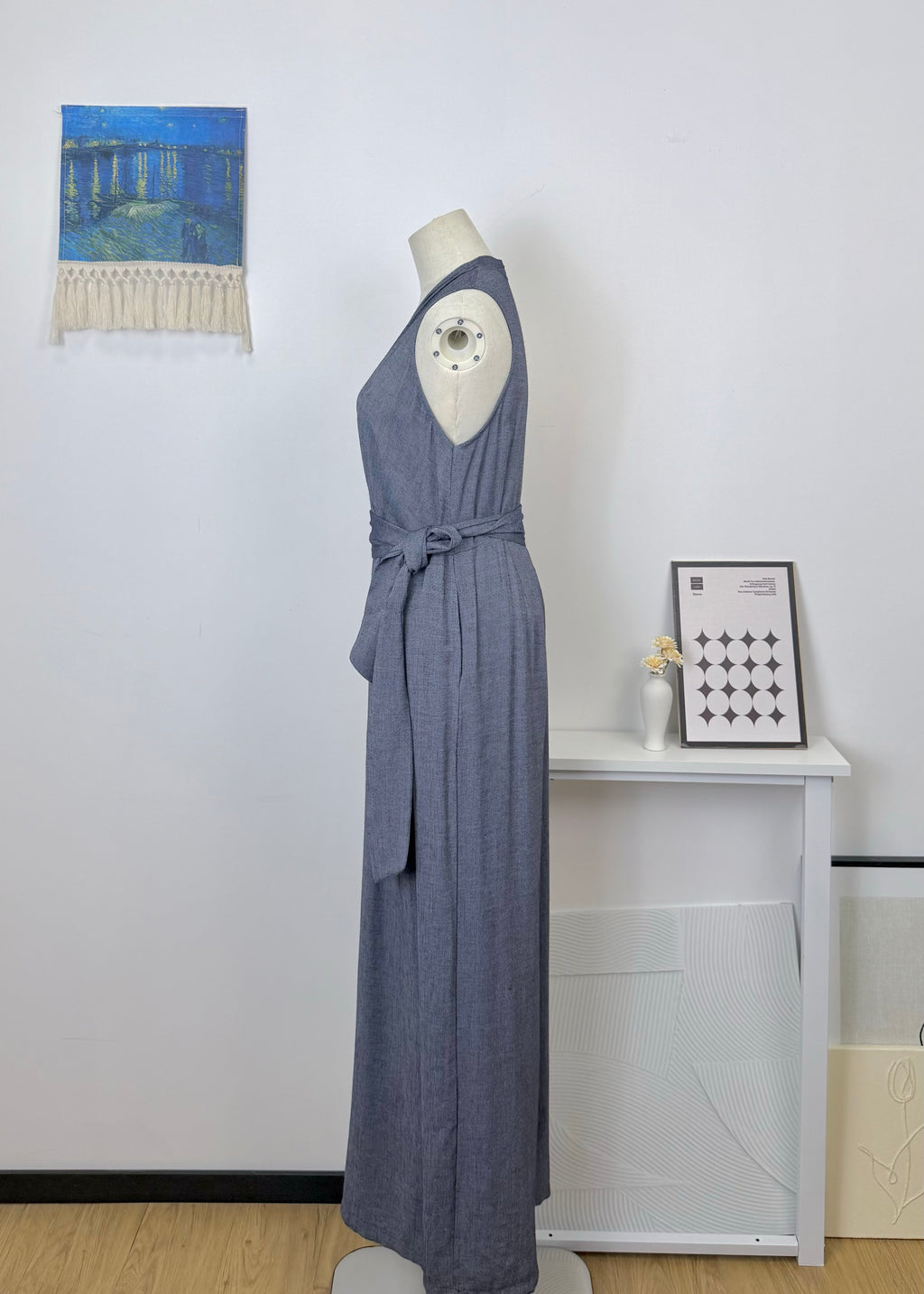 V-Neck Tie Waist Jumpsuit