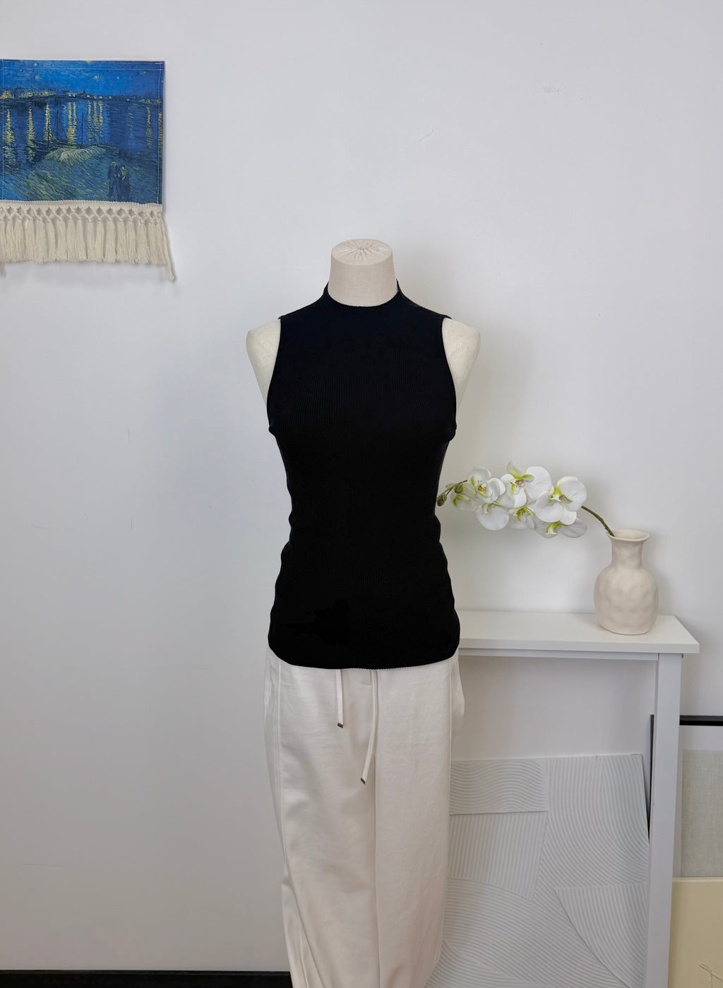 Mock Neck Rib Long Tank Top