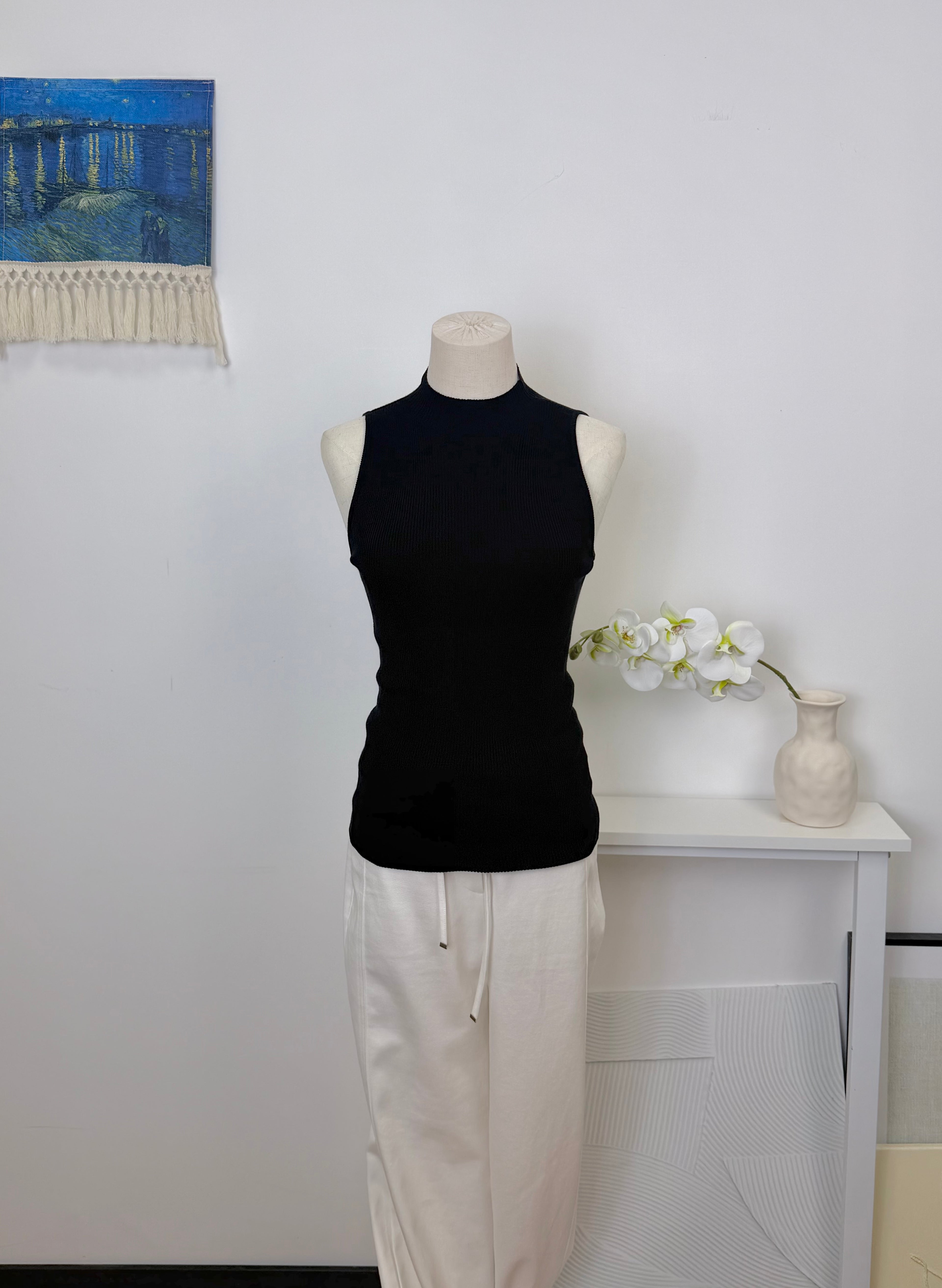 Mock Neck Rib Long Tank Top