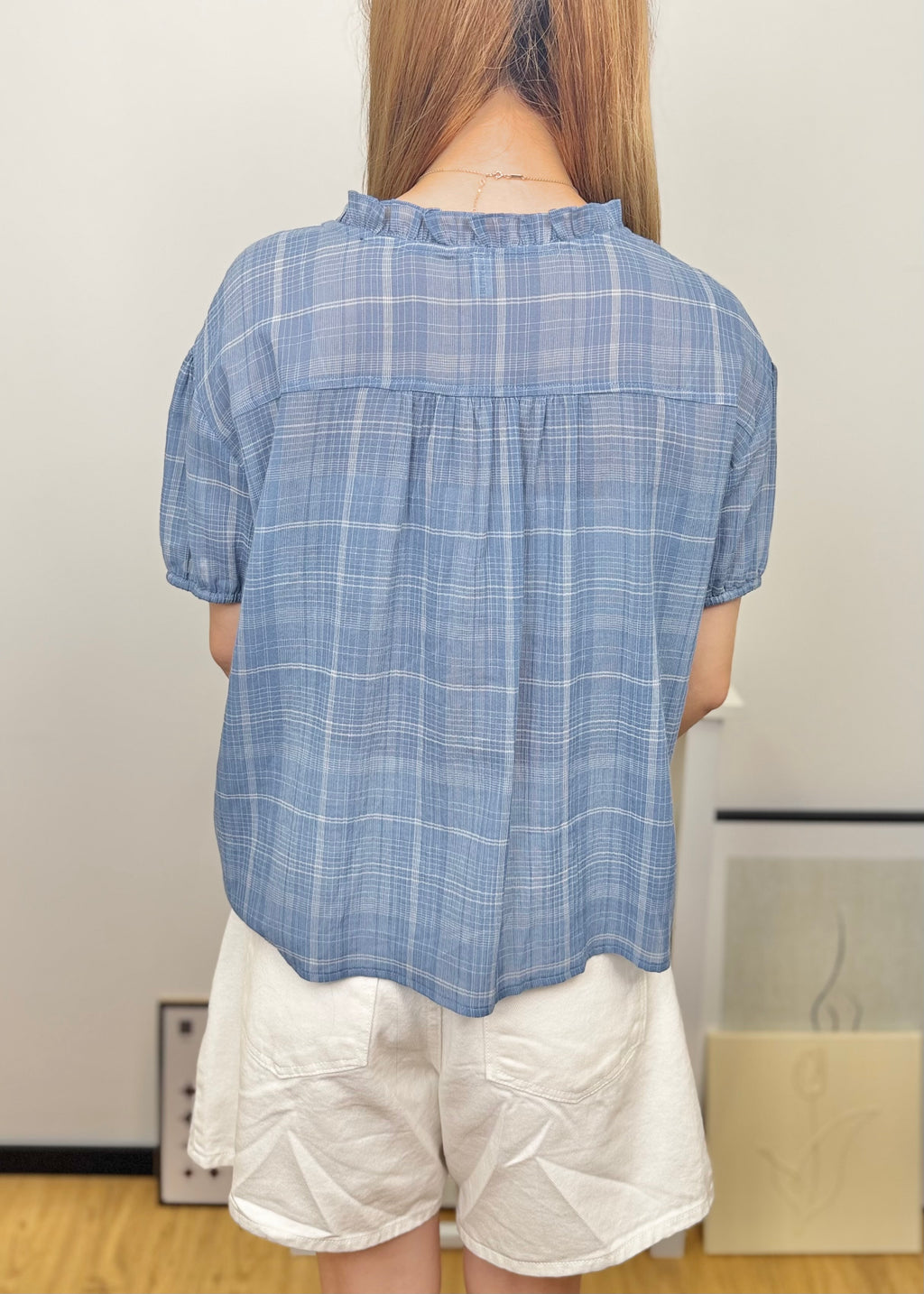 Ruffle Plaid Blouse