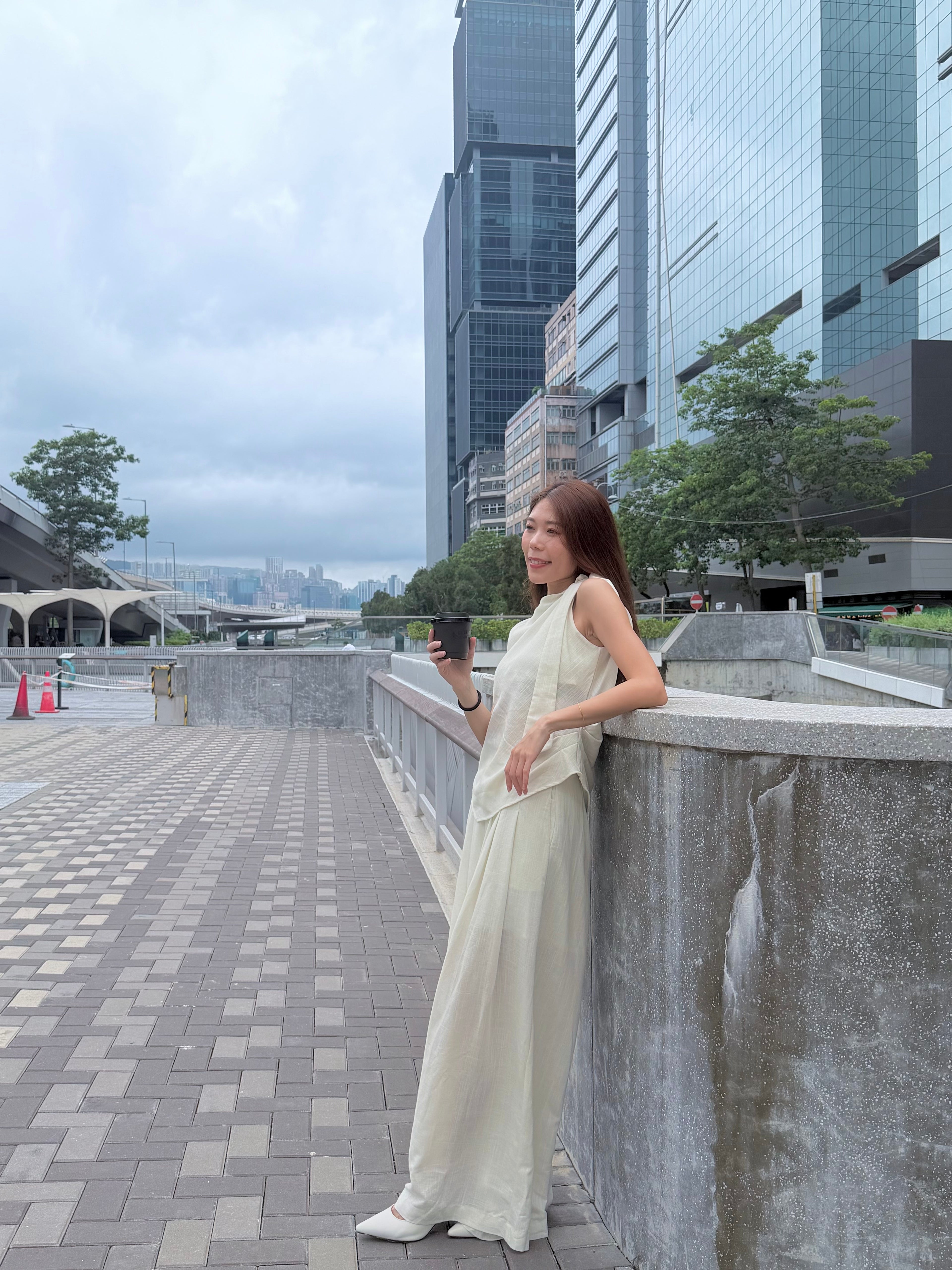 Cotton-linen Bow Two-Piece Set