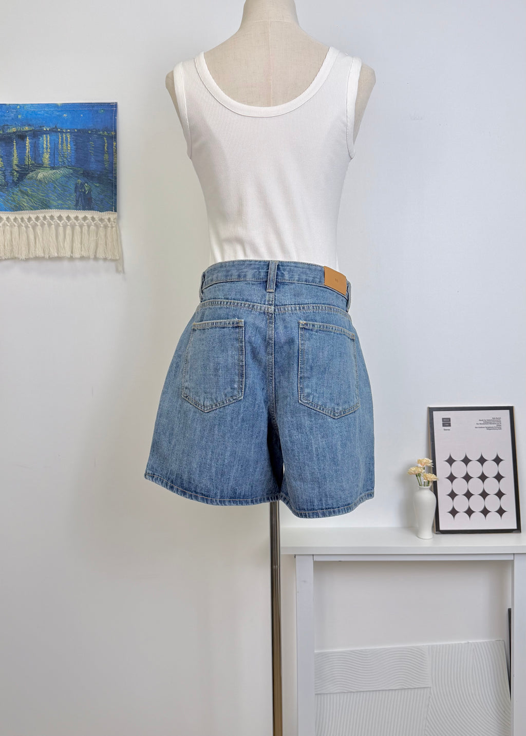 High Waist Straight Denim Shorts