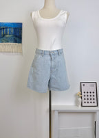 High Waist Straight Denim Shorts