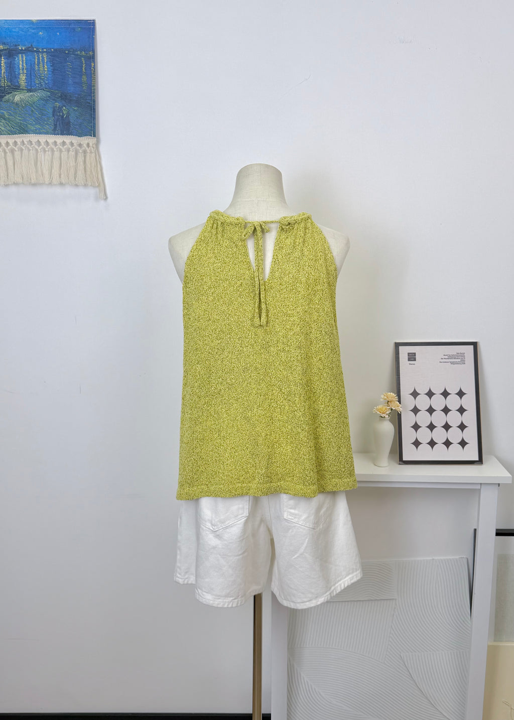 Braided Halter Tie Knit Tank Top