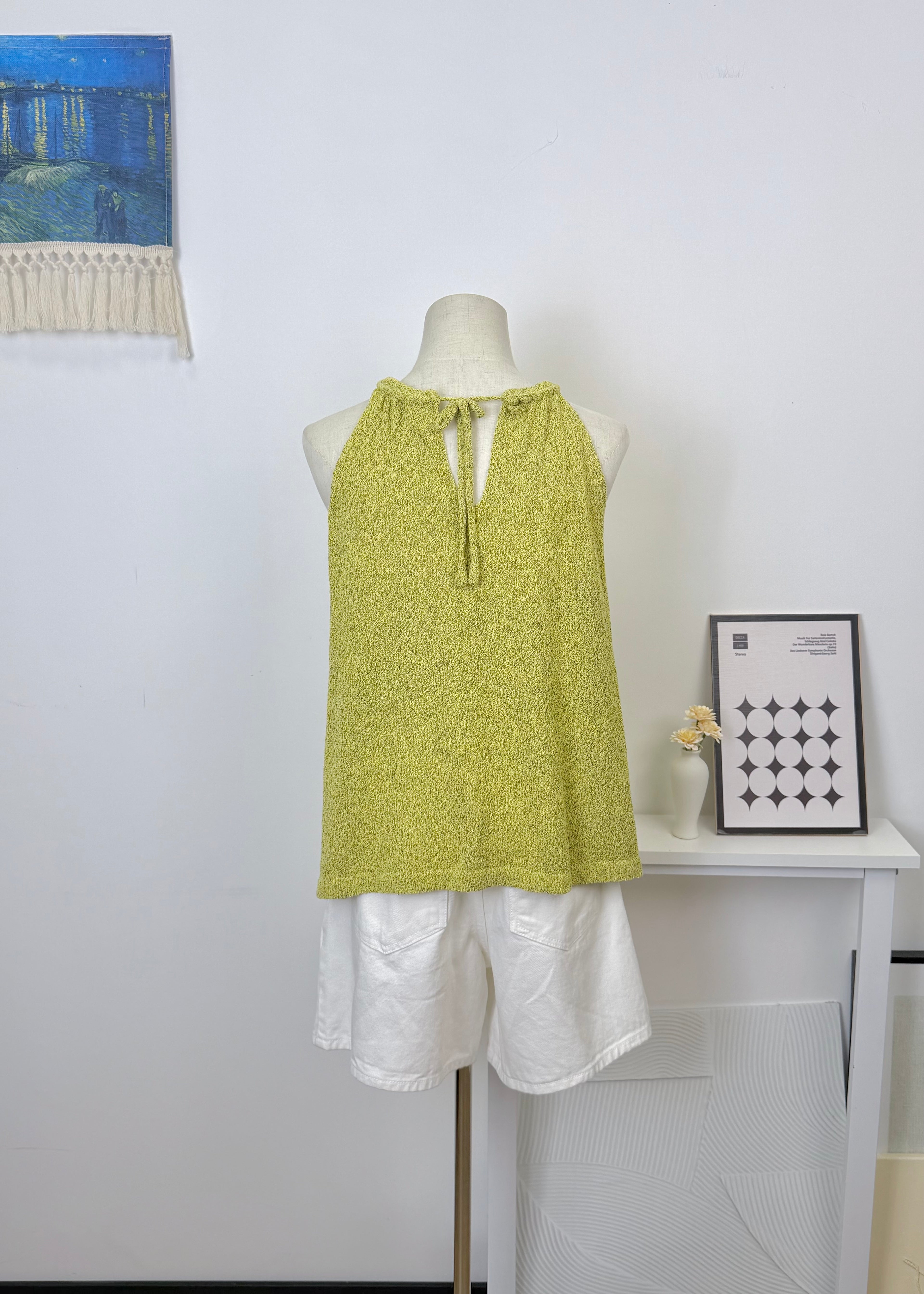 Braided Halter Tie Knit Tank Top