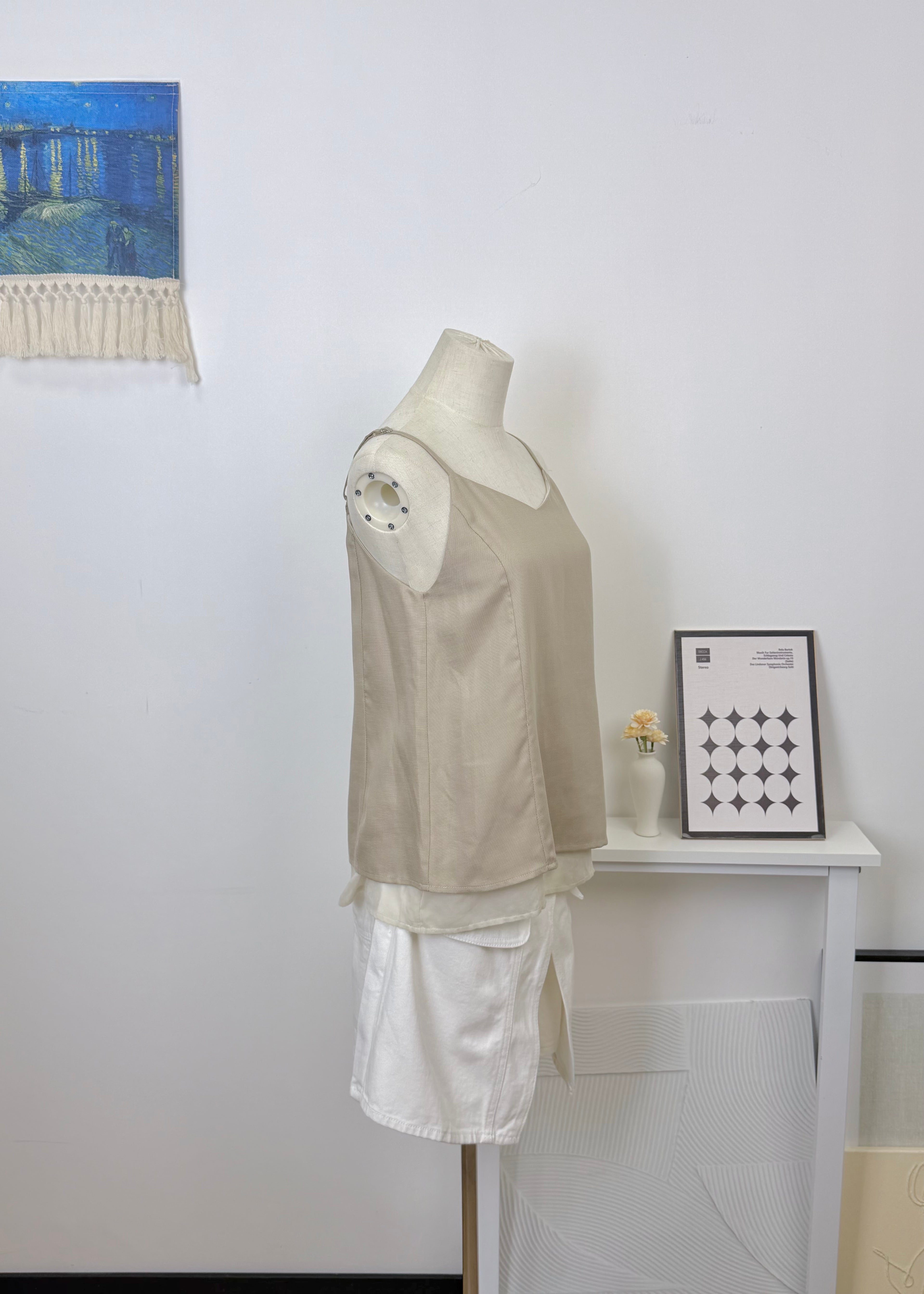 Linen Fake Two-Piece Camisole