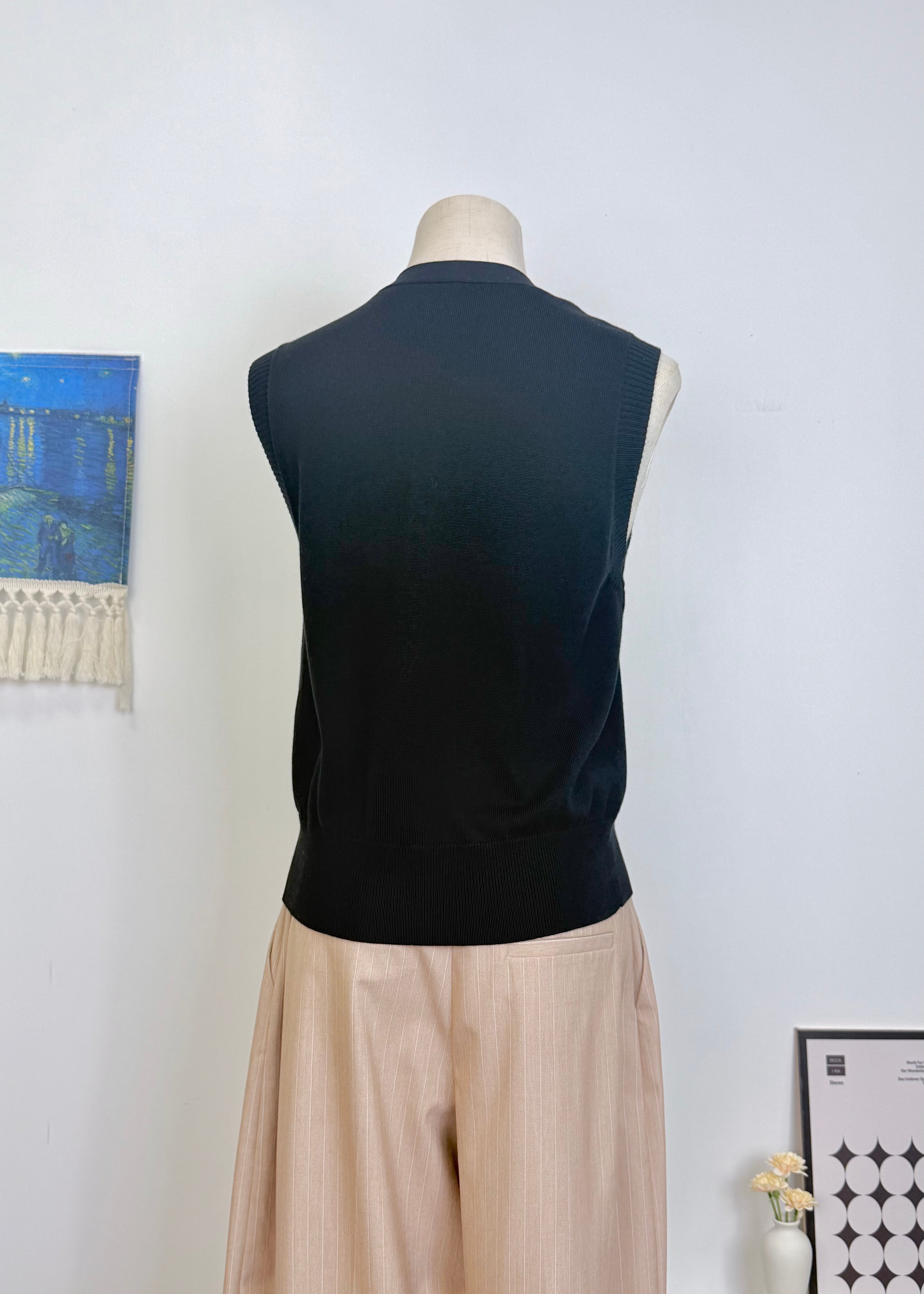 Double Neck Button Knit Vest