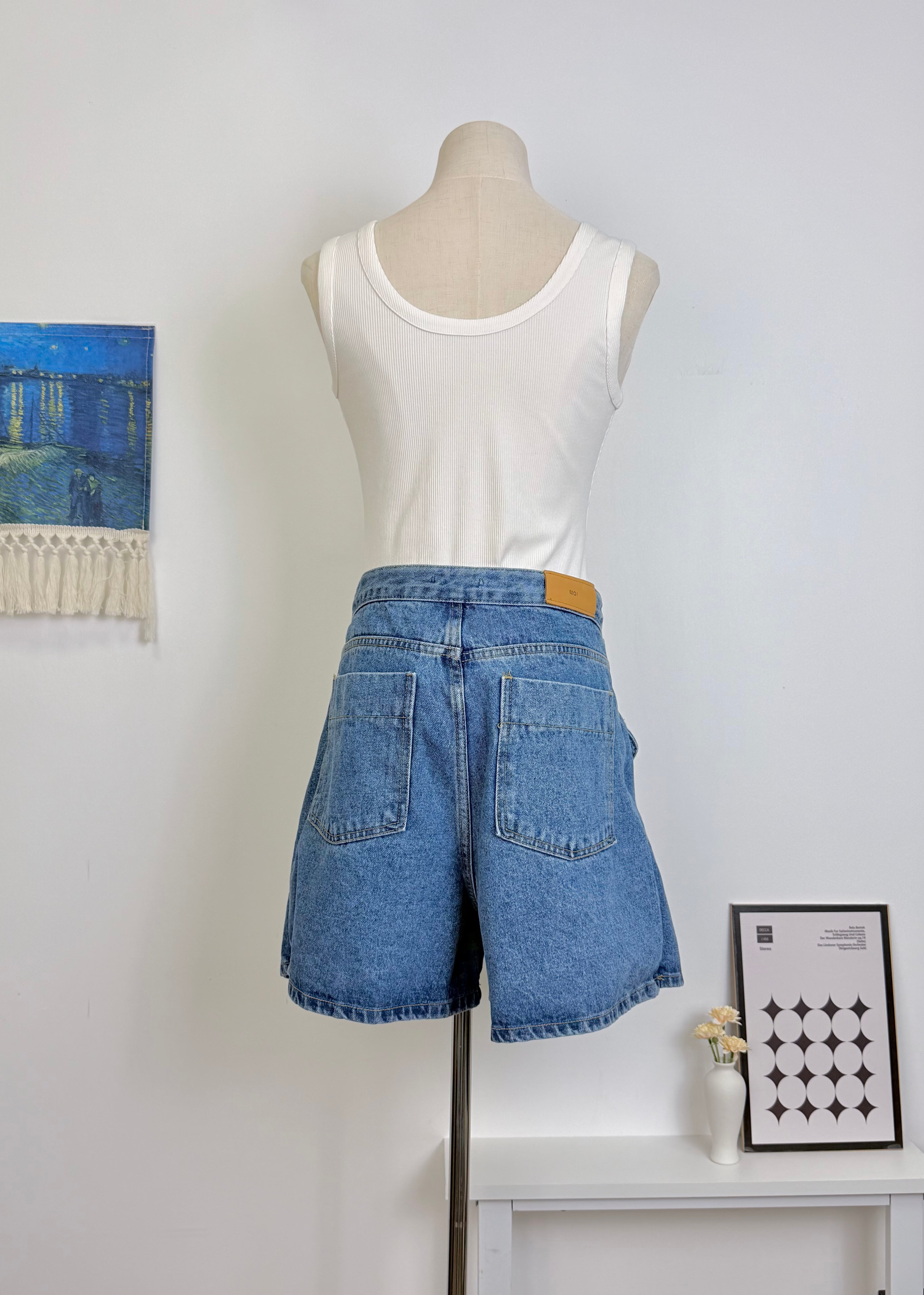 Dual Pocket Fake Two-Piece Denim Skort