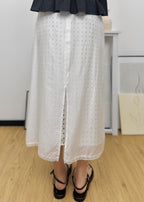 Polka Dot Drawstring Layered Midi Skirt