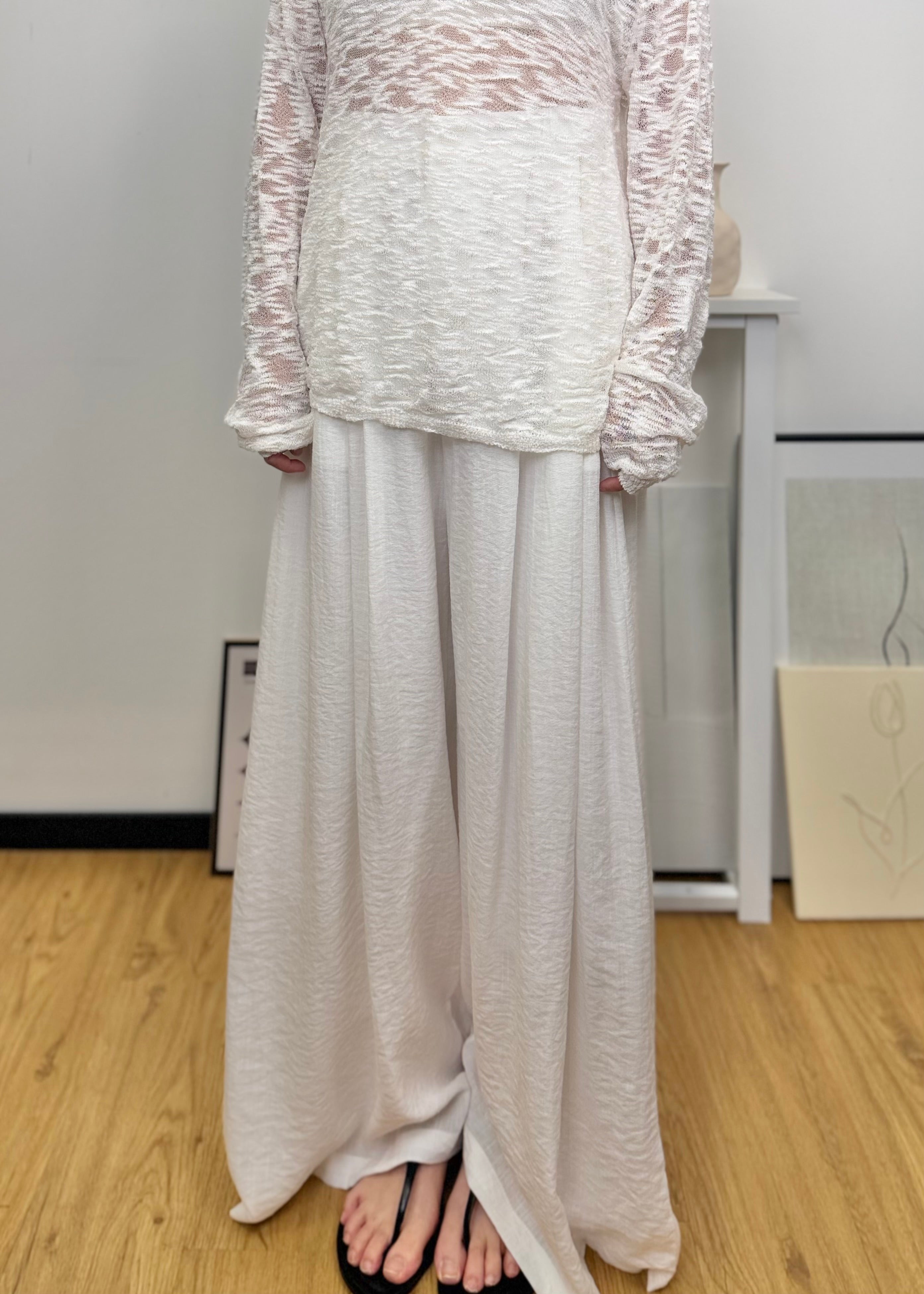 Textured Drape Wide Leg Long Pants