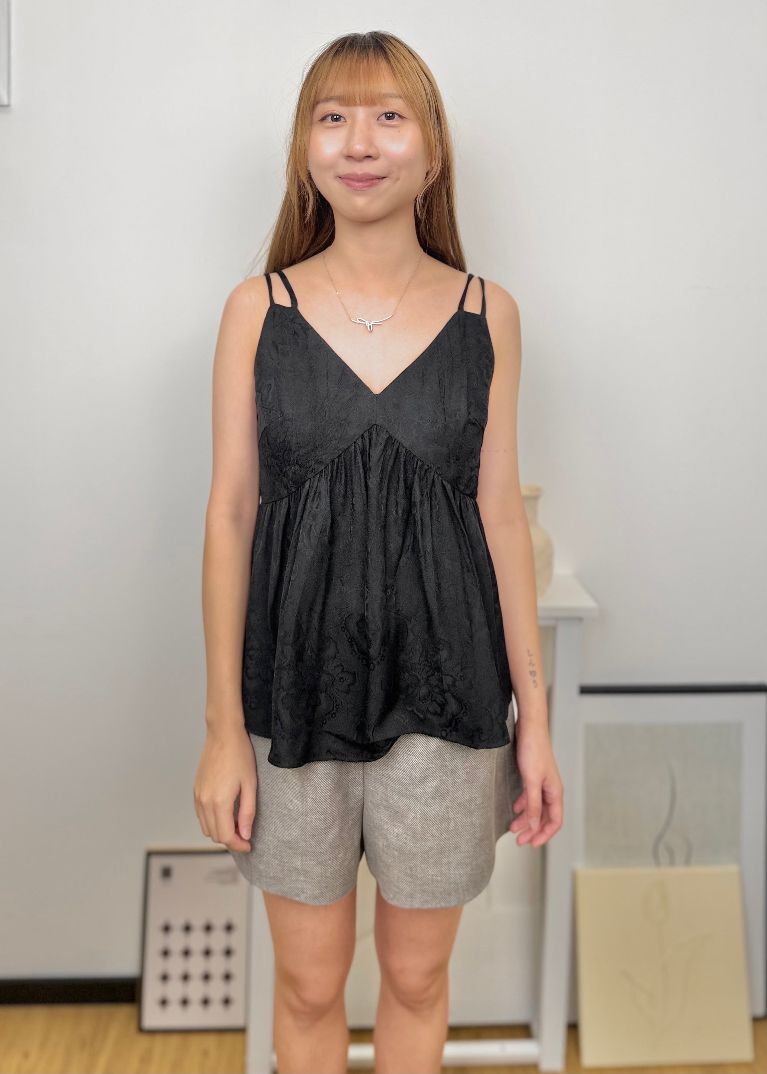 Double Thin Strap Jacquard Camisole