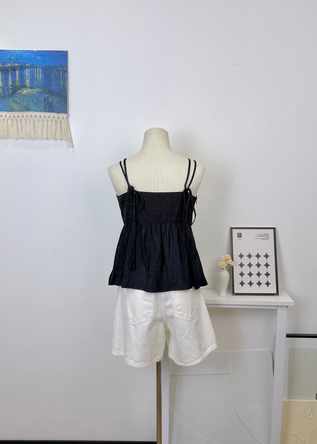 Double Thin Strap Jacquard Camisole