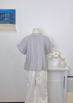 Waist Gathered Puff Sleeve Cropped Shirt