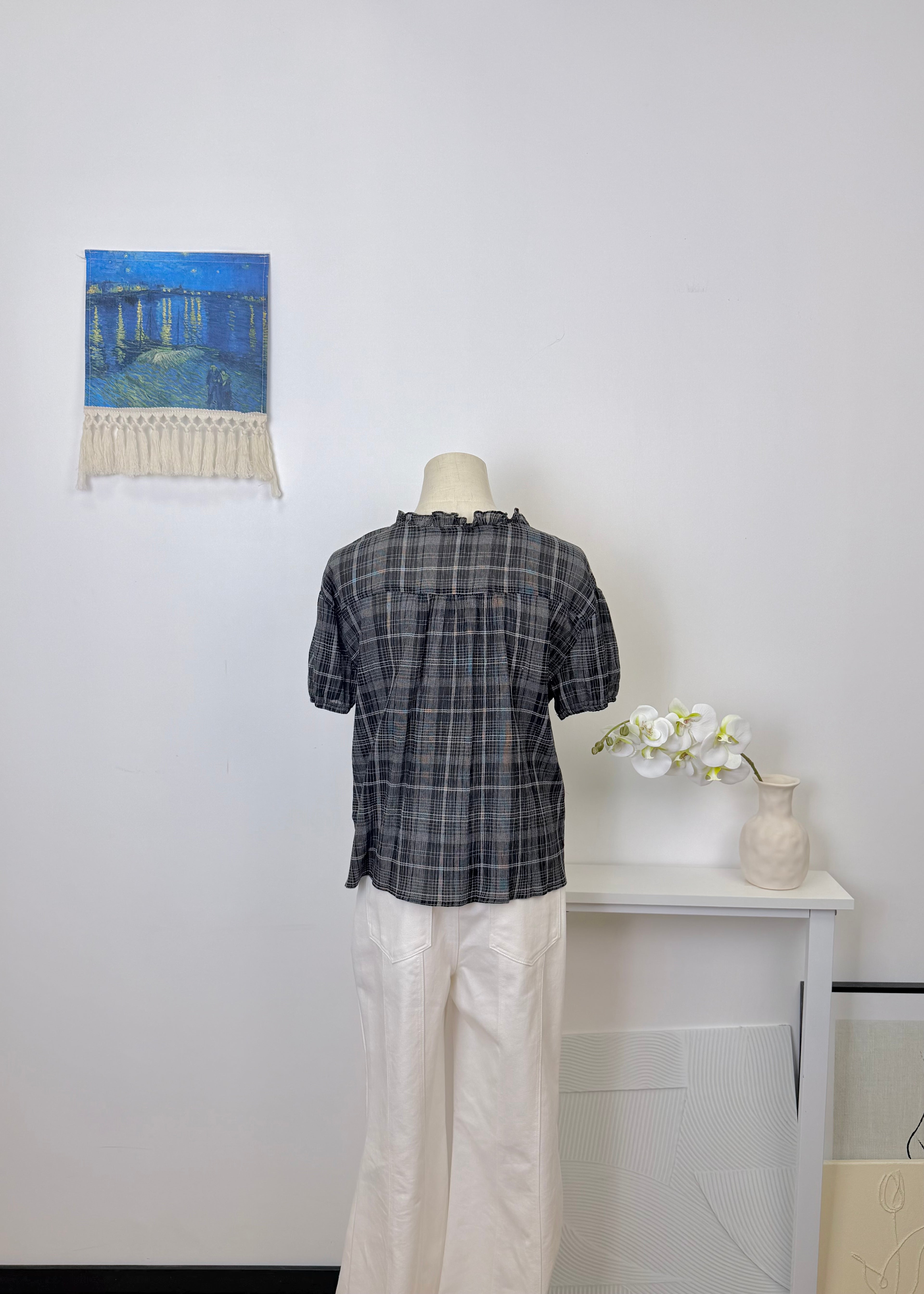 Ruffle Plaid Blouse