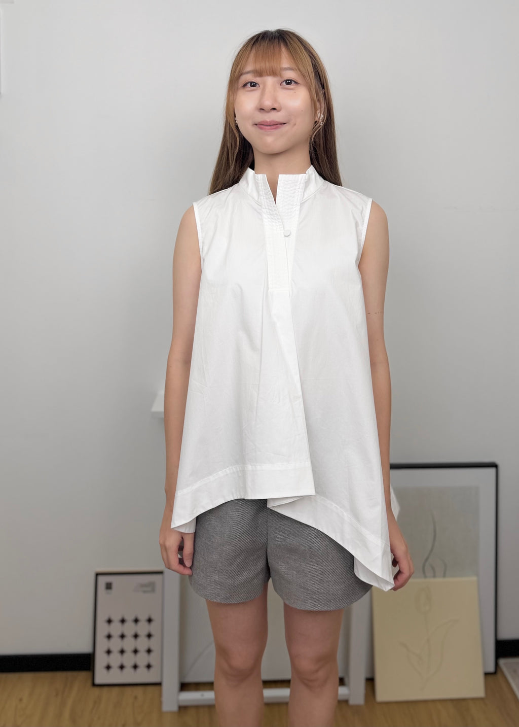 Stand Collar Half Placket Shirt