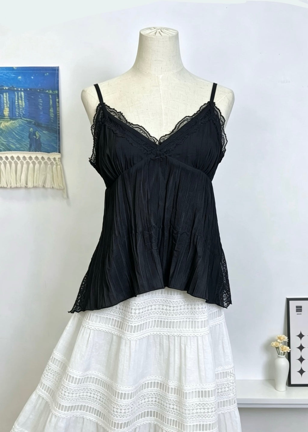 Lace Crinkle Camisole Top