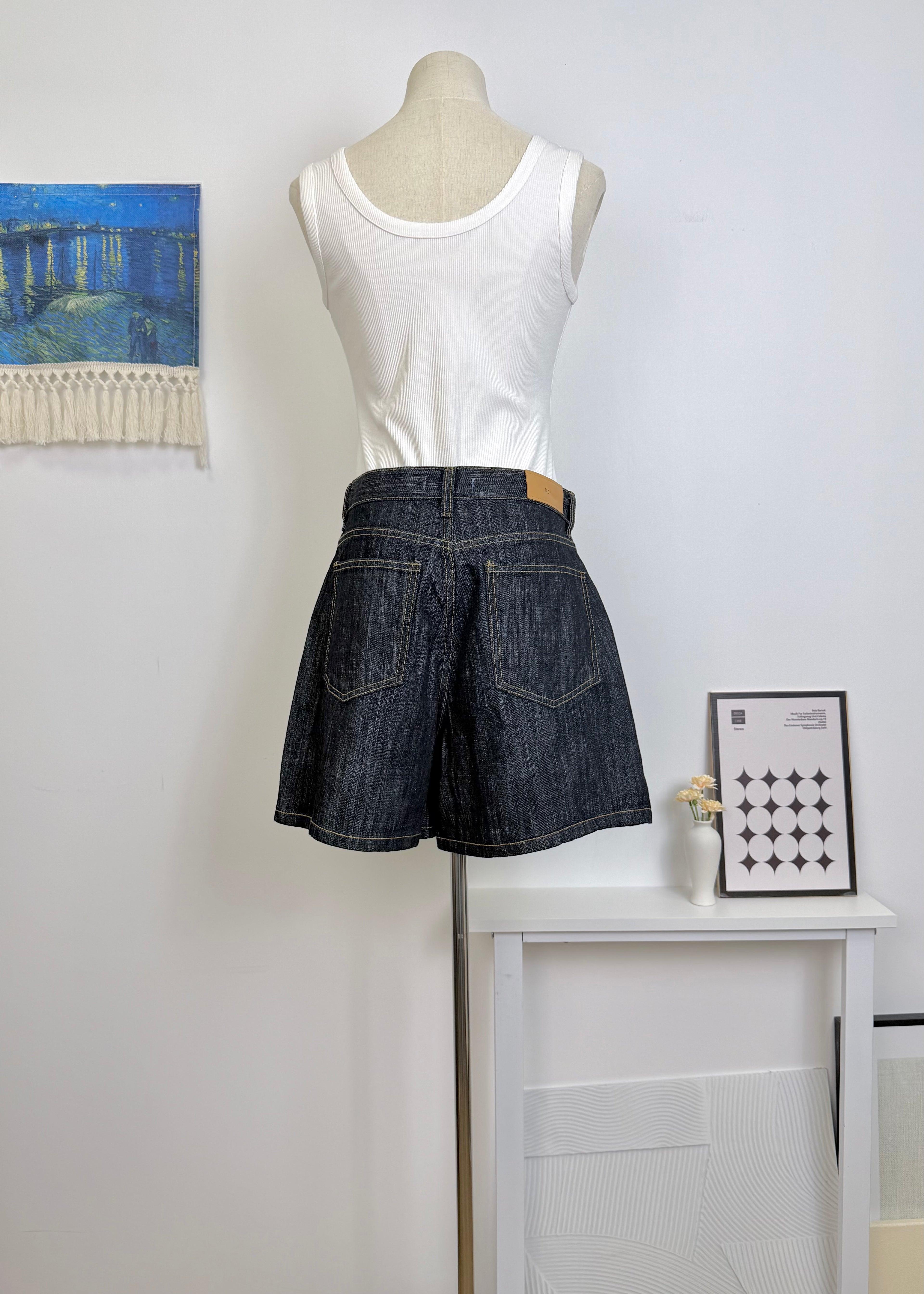 High Waist Straight Denim Shorts