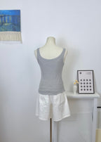 Ruffle Hem Ribbed Tank Top