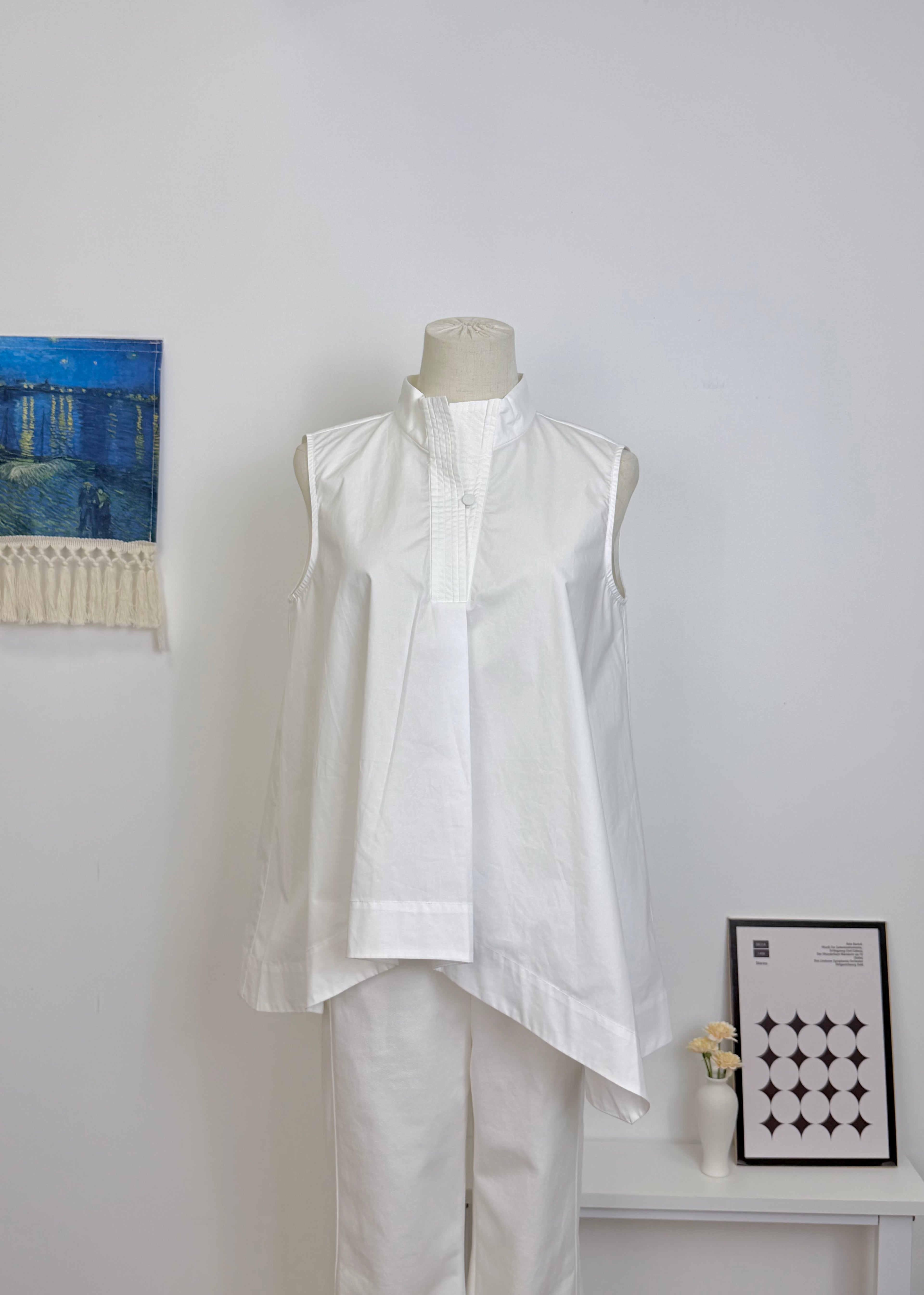 Stand Collar Half Placket Shirt