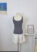 Ruffle Hem Ribbed Tank Top