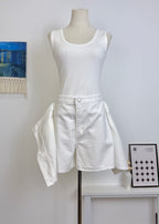Dual Pocket Fake Two-Piece Denim Skort