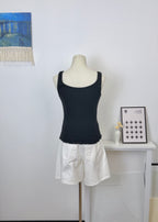 Ruffle Hem Ribbed Tank Top