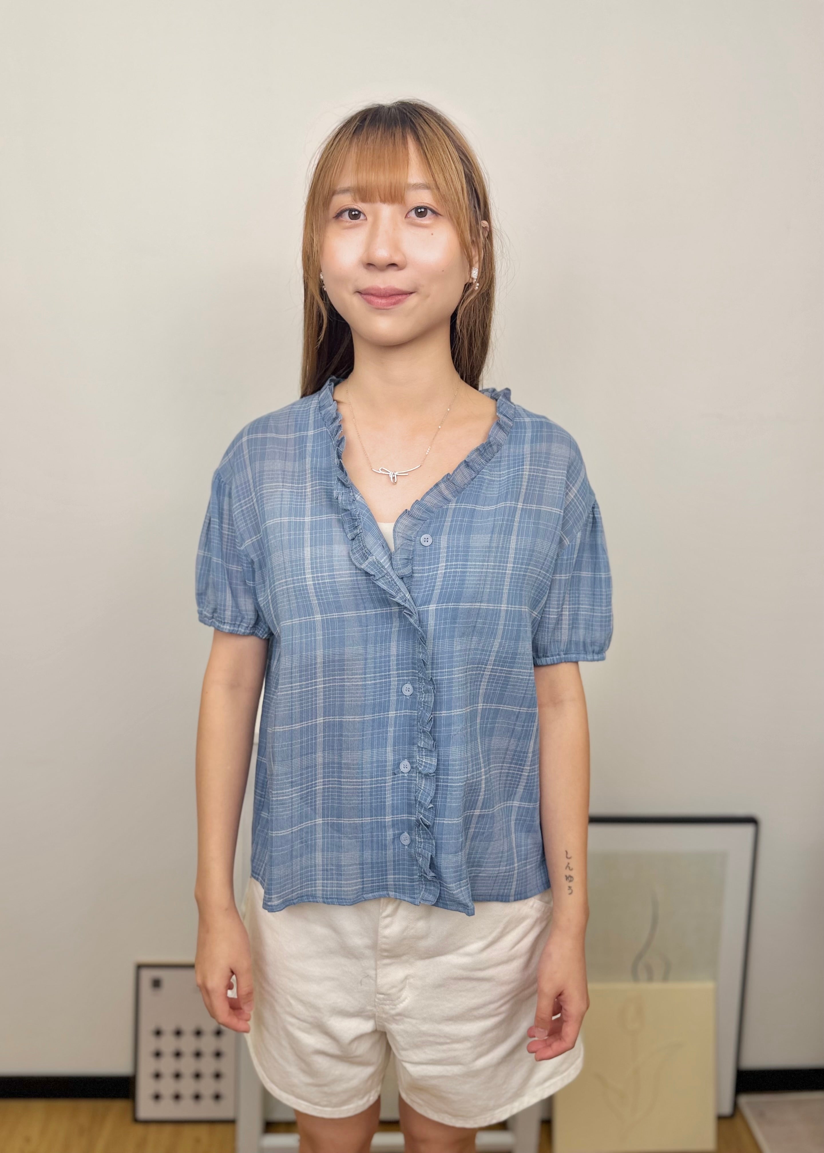 Ruffle Plaid Blouse
