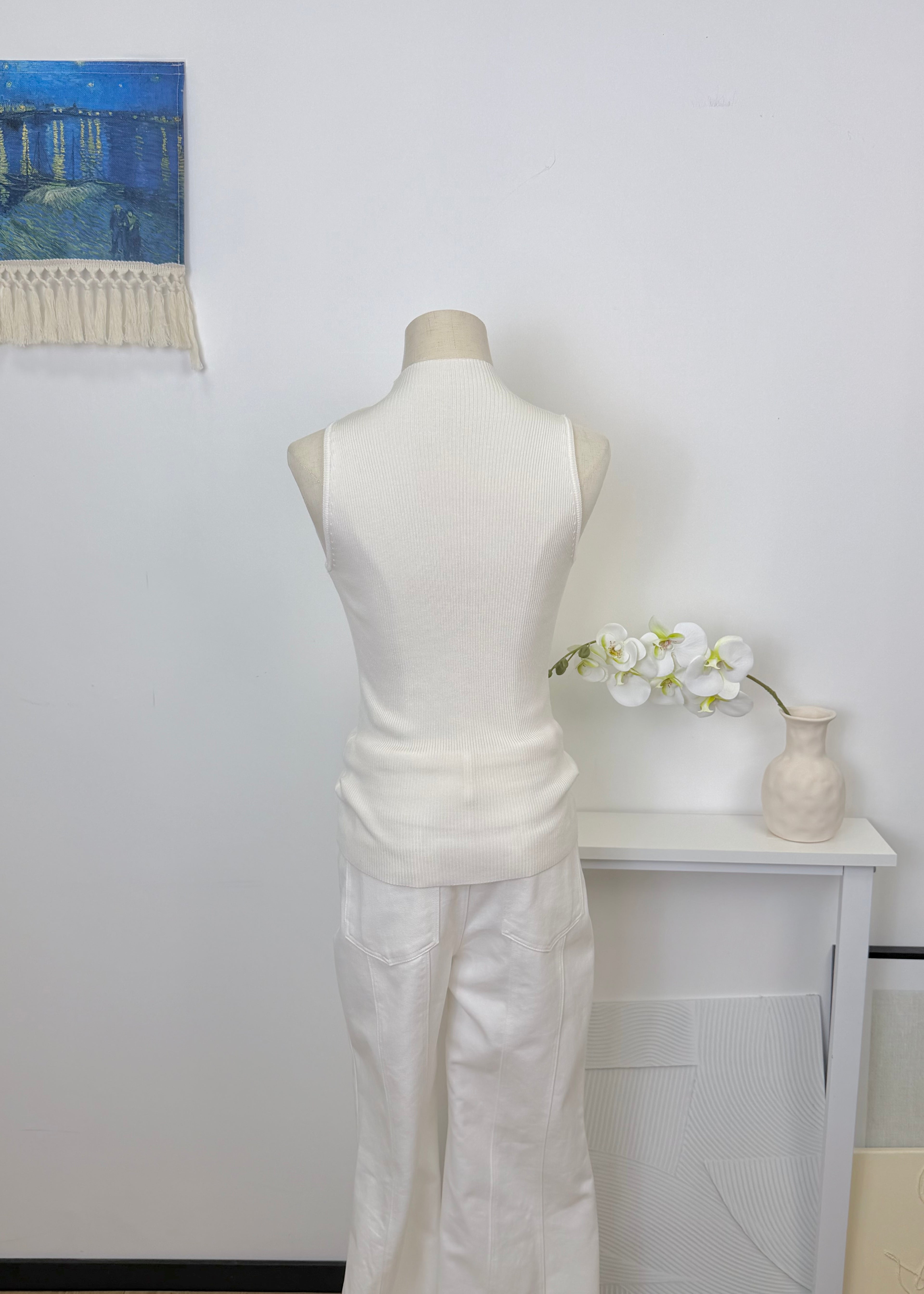 Mock Neck Rib Long Tank Top