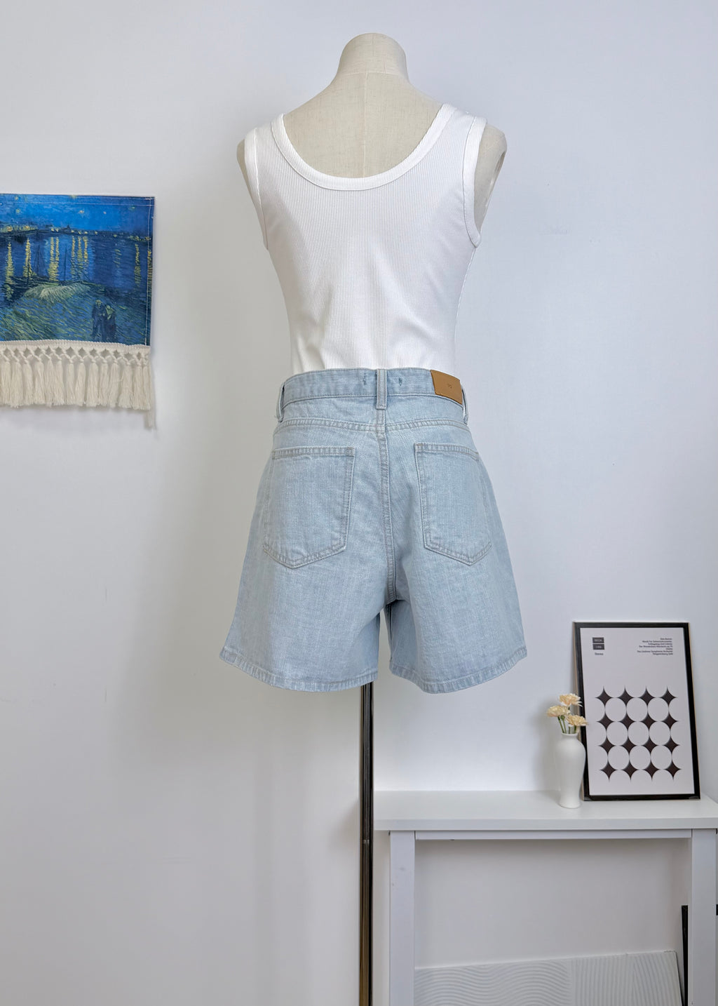 High Waist Straight Denim Shorts